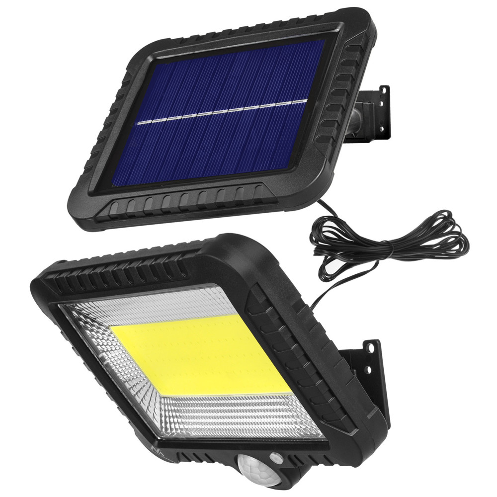 Solcellsdrevet LED-strålkastare med rörelsesensor från Maclean, IP44, 5W, 400lm, 6000K, litiumbatteri 1300 mAh, 5,5V DC MCE438