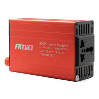 Spänningsomvandlare 12v/220v 300w/600w 2xusb pi03 amio-02470
