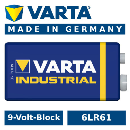 1x Batteri R9V R-9 6LR61 9V R-9 alkalisk Varta Industrial