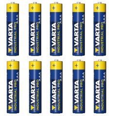 10 st alkaliska batterier R-03 LR03 AAA Varta Industrial