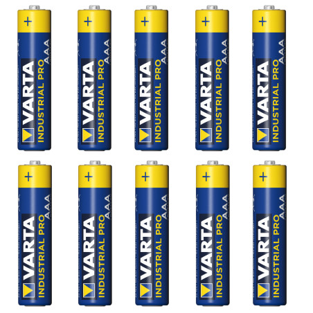 10 st alkaliska batterier R-03 LR03 AAA Varta Industrial