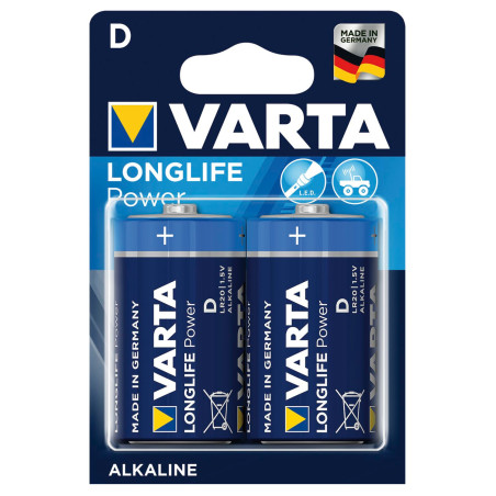 2 st alkaliska batterier R-20 R20 1,5V Varta Longlife Power | HandlaSmidigt.se