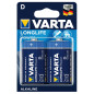 2 st alkaliska batterier R-20 R20 1,5V Varta Longlife Power