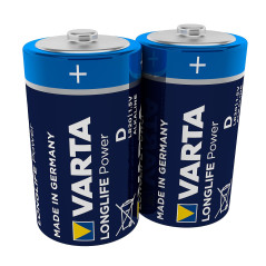 2 st alkaliska batterier R-20 R20 1,5V Varta Longlife Power