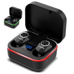 Trådlösa TWS BT 5.1 öronsnäckor från Audiocore med laddningsfodral 300mAh, öronsnäckor 30mAh, svarta AC580.