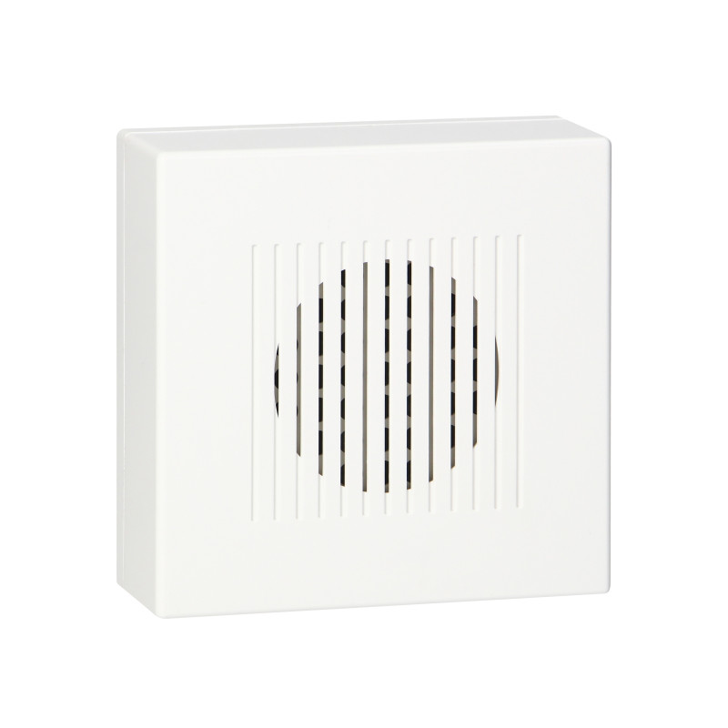 Ringil Mini AC, 230V, vit, enkelton elektronisk trådbunden dörrklocka.