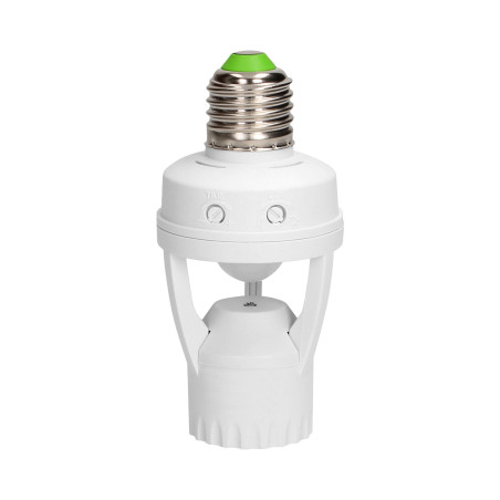 Sockel för lampa med rörelsesensor, 360 grader, IP20, E27-gänga, 1x60W | HandlaSmidigt.se