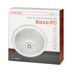 ROVO PC, takfönsterbelysning med 360 graders rörelsesensor, 2x40W, E27, IP20, mjölkfärgad polykarbonat | HandlaSmidigt.se