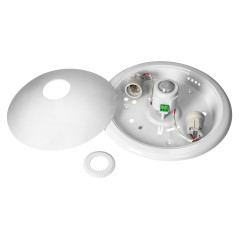 ROVO PC, takfönsterbelysning med 360 graders rörelsesensor, 2x40W, E27, IP20, mjölkfärgad polykarbonat | HandlaSmidigt.se