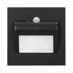 DRACO LED NY 1,5W, infälld trappbelysning, 12VDC, 30lm, 6000K, svart, rörelse- och skymningssensor | HandlaSmidigt.se