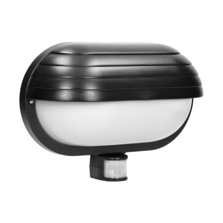 MUSAM, trädgårdsbelysning med rörelsesensor 180°, 1x60W, E27, IP44, med skärm, plast, svart | HandlaSmidigt.se