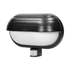 MUSAM, trädgårdsbelysning med rörelsesensor 180°, 1x60W, E27, IP44, med skärm, plast, svart | HandlaSmidigt.se