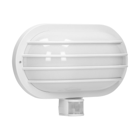 LASO, trädgårdsbelysning med rörelsesensor 180°, 1x60W, E27, IP44, plast, vit | HandlaSmidigt.se