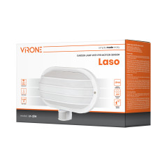 LASO, trädgårdsbelysning med rörelsesensor 180°, 1x60W, E27, IP44, plast, vit | HandlaSmidigt.se