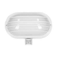 LASO, trädgårdsbelysning med rörelsesensor 180°, 1x60W, E27, IP44, plast, vit | HandlaSmidigt.se