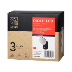 RIOLIT LED 15W, trädgårdsarmatur med rörelsesensor, 1100lm, IP65, 4000K, svart | HandlaSmidigt.se