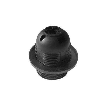 Termoplastisk E27-lampsockel med krage, svart, set om 40 stycken. | HandlaSmidigt.se