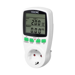 Tvåtakts elmätare, energikalkylator med LCD-skärm, 2 separata tariffer, inbyggt batteri, Schuko-version | HandlaSmidigt.se
