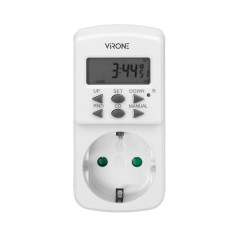 Elektronisk tidsprogrammerare, MINI, 1800W, 8A, 10 program, Schuko-version | HandlaSmidigt.se