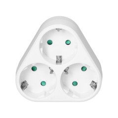 Triangelkontakt 3x2P+Z (Schuko), vit | HandlaSmidigt.se