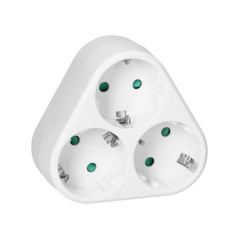 Triangelkontakt 3x2P+Z (Schuko), vit | HandlaSmidigt.se