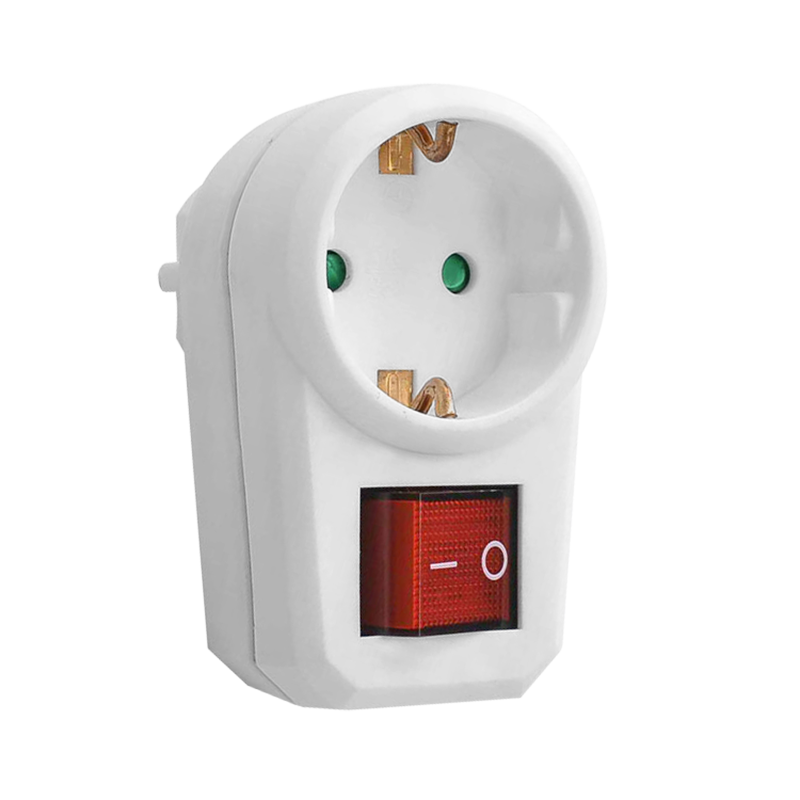 Adapter 1x2P+Z (Schuko) med strömbrytare, vit