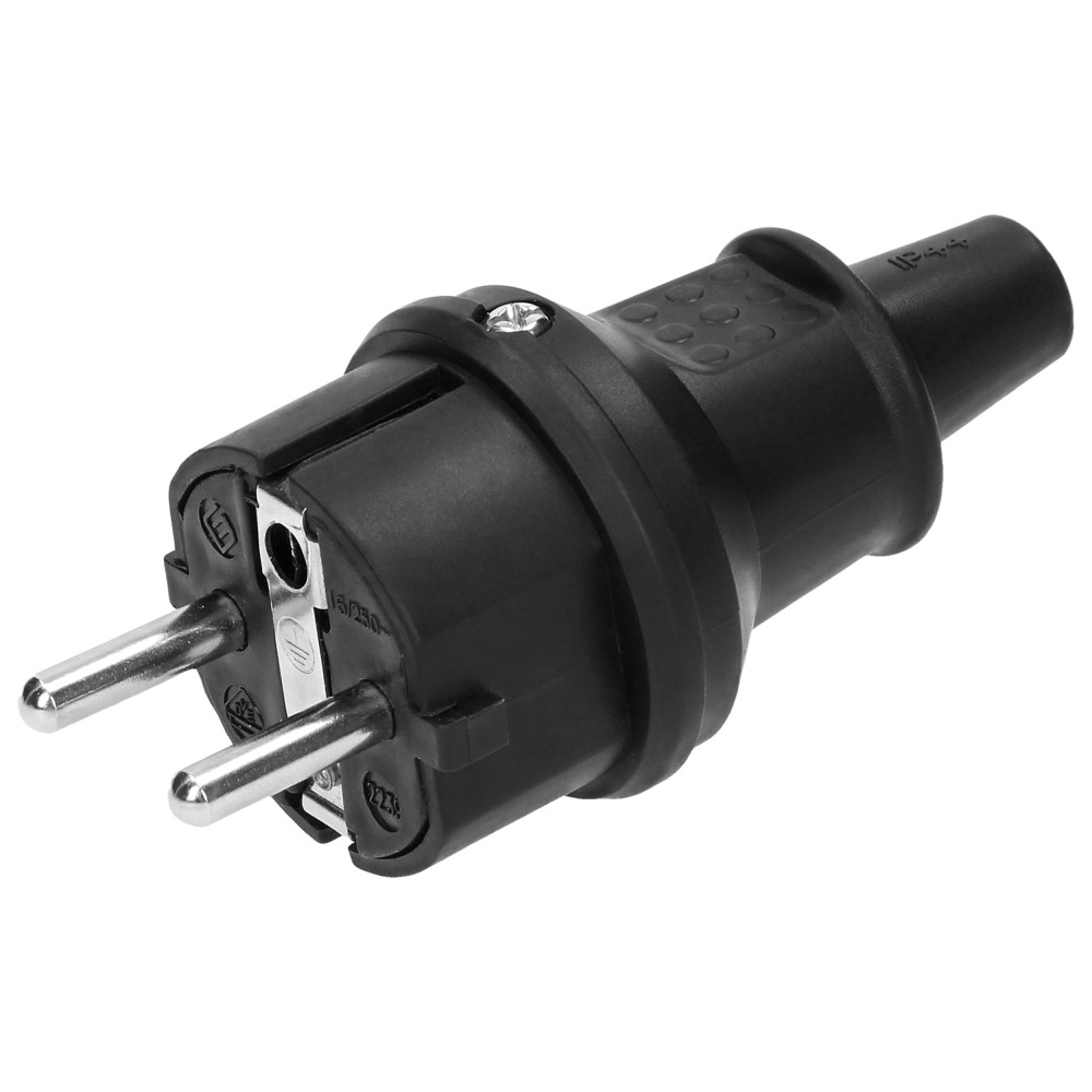 Kontakt Uni-Schuko mini, svart, IP44, 16A, 230V, 25 stycken Kontakt Uni-Schuko mini, svart, IP44, 16A, 230V, 25 stycken