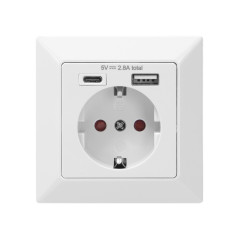 Utomhusuttag enkel 2P+Z (Schuko), USB-A + USB-C, utgång 5VDC, max 2,8A | HandlaSmidigt.se