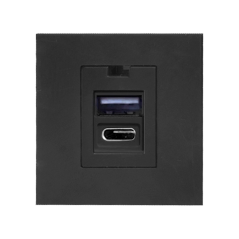 Några USB x 2 - typ A + C, dubbel modulär port 45x45mm med USB-laddare, 2,1A 5V DC, svart | HandlaSmidigt.se