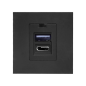 Några USB x 2 - typ A + C, dubbel modulär port 45x45mm med USB-laddare, 2,1A 5V DC, svart