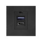 Några USB x 2 - typ A + C, dubbel modulär port 45x45mm med USB-laddare, 2,1A 5V DC, svart