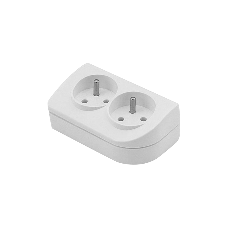 Förlängningssladd med 2 uttag och jordning, vit GN-20.