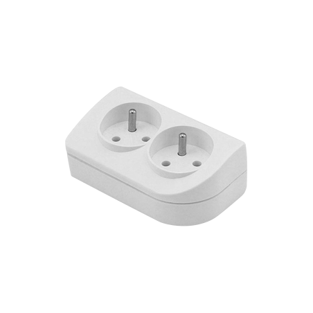 Förlängningssladd med 2 uttag och jordning, vit GN-20.