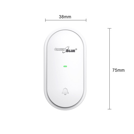 Transmitterknapp GreenBlue, passar till GB210-klockan, batterifri, vit, GB348.
