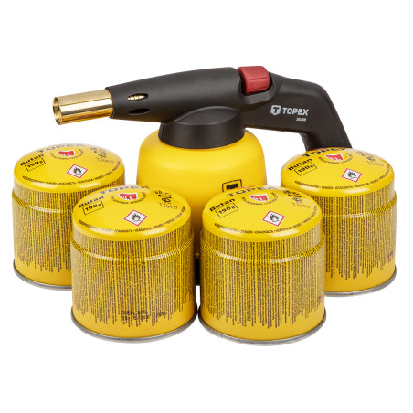 Gaslödkolvslampa med 190 g patron + 4 gaspatroner med ventil