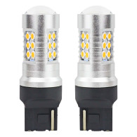 Żarówki led canbus 3030 24smd t20 wy21w pomarańczowa amber 12v 24v amio-02393