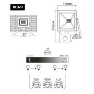 Strålkastare LED med rörelsesensor från Maclean, smal 50W, 4000lm, varmvit färg (3000K), IP44, MCE650 WW PIR.
