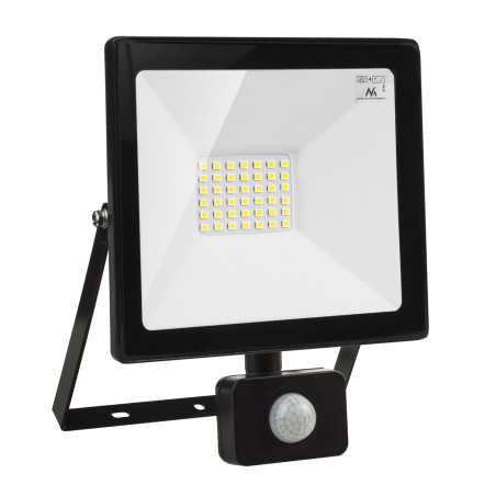 Strålkastare LED med rörelsesensor från Maclean, smal 30W, 2400lm, neutral vit färg (4000K), IP44, MCE630 NW PIR