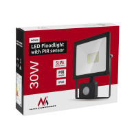 Strålkastare LED med rörelsesensor från Maclean, smal 30W, 2400lm, neutral vit färg (4000K), IP44, MCE630 NW PIR