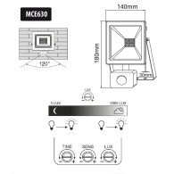 Strålkastare LED med rörelsesensor från Maclean, smal 30W, 2400lm, neutral vit färg (4000K), IP44, MCE630 NW PIR