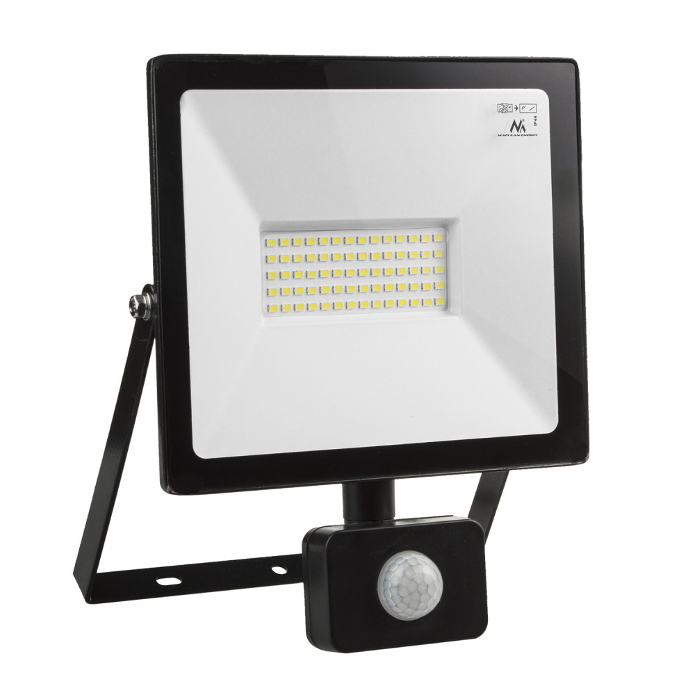 LED-strålkastare med rörelsesensor från Maclean, slim 50W, 4000lm, kallvit färgtemperatur (6000K), IP44, MCE650 CW PIR