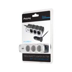 Fördelare för bilstolpsuttag x3 med kabel och USB