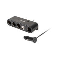 Förgrenare för bilstereo med 4 uttag, kabel och USB
