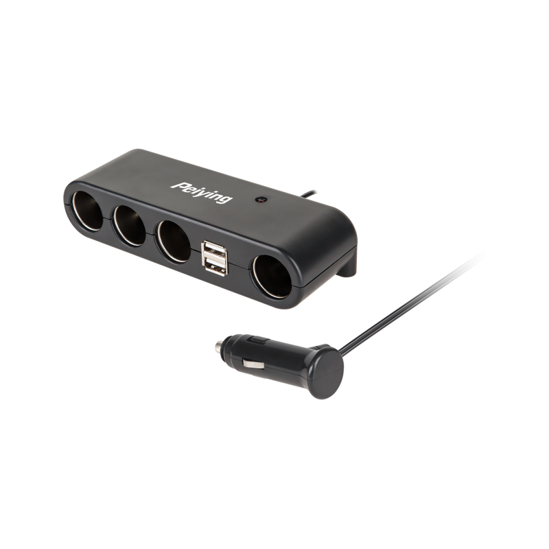 Förgrenare för bilstereo med 4 uttag, kabel och USB