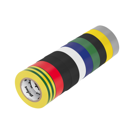 Ett set med REBEL självhäftande isoleringstejp (10 st - 0,13 mm x 19 mm x 20 yd) i olika färger.