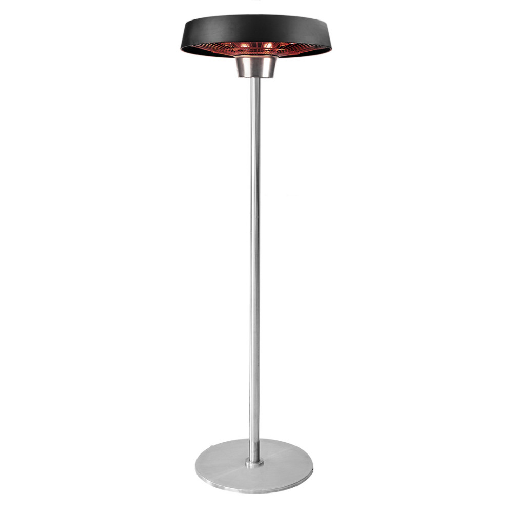 Strålvärmare stående 1000W/2000W, aluminium, IP34, halogenlampa värmeelement, höjd 2,1 m, utan fjärrkontroll. Strålvärmare stående 1000W/2000W, aluminium, IP34, halogenlampa värmeelement, höjd 2,1 m, utan fjärrkontroll.