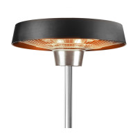 Strålvärmare stående 1000W/2000W, aluminium, IP34, halogenlampa värmeelement, höjd 2,1 m, utan fjärrkontroll.