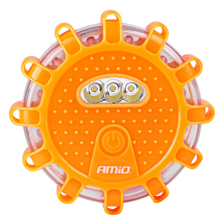 Varningslampa med nödfunktion och ficklampsfunktion 3xaaa ip65 12smd + 3smd amio-02499