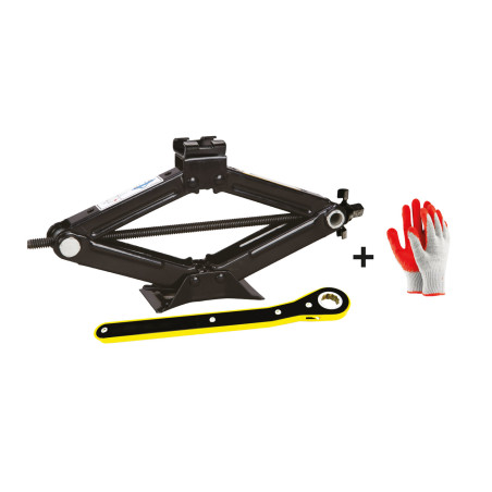 Trapetslyft 2 ton 2000 kg med hylsnyckel + arbetshandskar amio-02479