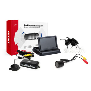 Parksensorset TFT02 4,3' med kamera HD-301-IR 4 vita sensorer